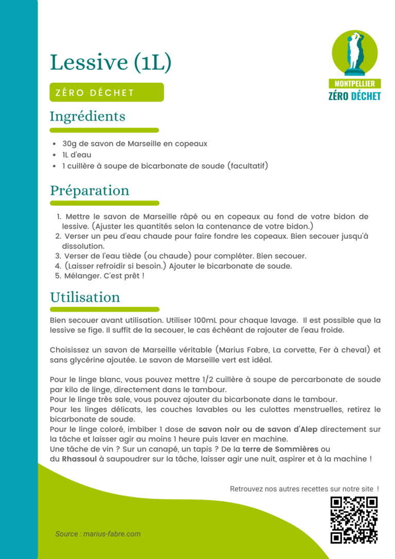 Fiche recette Lessive maison